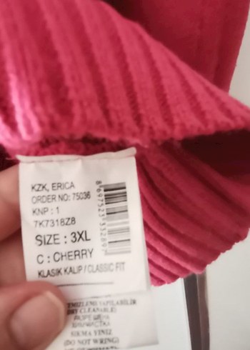 Pembe Boğazlı Triko Kadın Kazak - Görsel 3