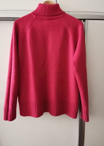 Pembe Boğazlı Triko Kadın Kazak - Görsel 2