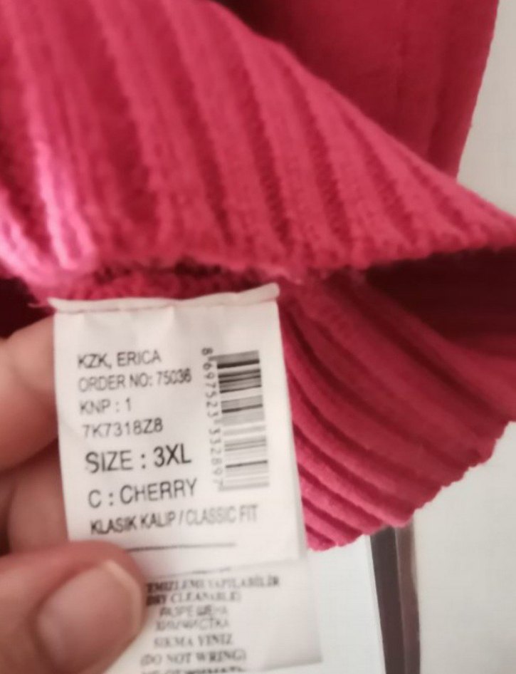 Pembe Boğazlı Triko Kadın Kazak - Görsel 3