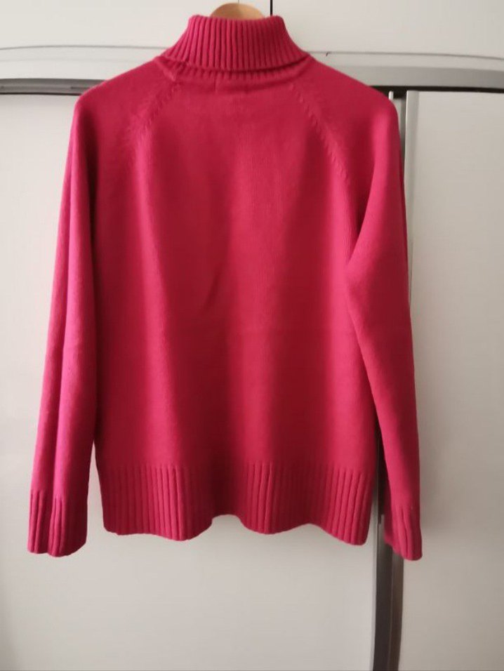 Pembe Boğazlı Triko Kadın Kazak - Görsel 2