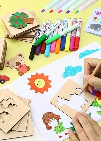 20 adet ahşap çizim şablonu 