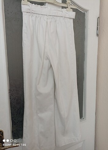 12-13 Yaş Beden beyaz Renk Kuşaklı İspanyol Paça pantolon 