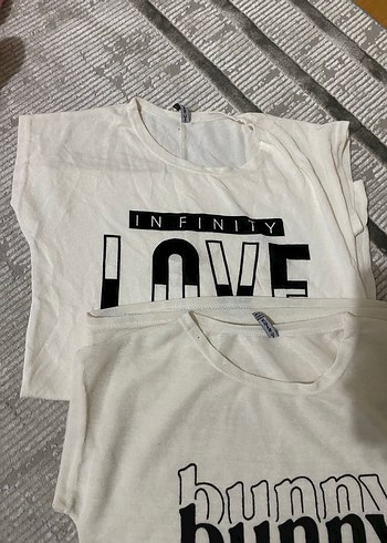 Beyaz Baskılı Tişörtü, Kısa Kollu, Pamuk - Görsel 2