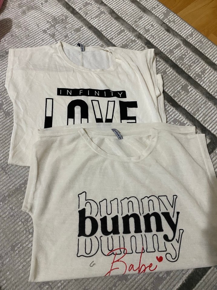 Beyaz Baskılı Tişörtü, Kısa Kollu, Pamuk - Görsel 3