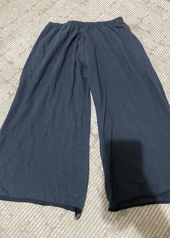 Kadın Mavi Keten Bol Kesim Midi şort - Görsel 2