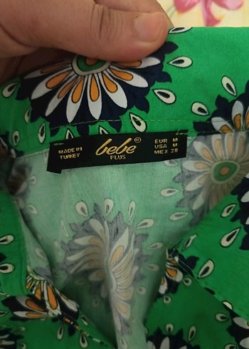 Renkli V Yaka Kısa Kollu Bohem Elbise - Görsel 2