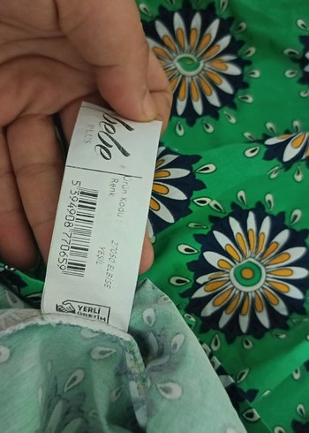 Renkli V Yaka Kısa Kollu Bohem Elbise - Görsel 5