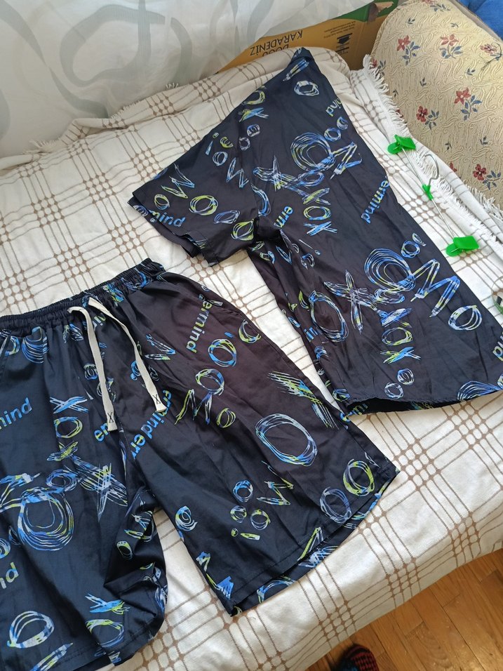 erkek Mavi Batik Desenli Kısa Kollu Pijama Takımı - Görsel 4