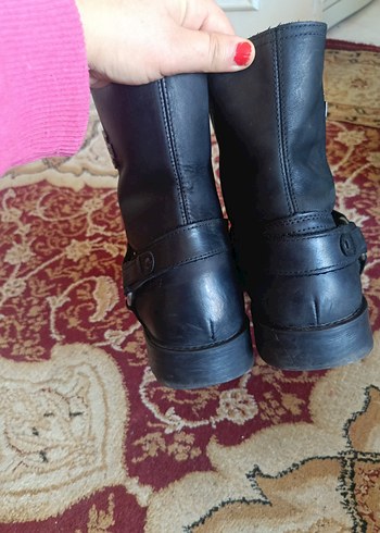 Siyah Deri Tokalı Biker erkek Bot - Görsel 11