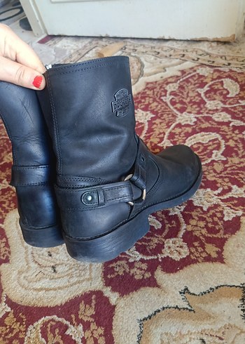 Siyah Deri Tokalı Biker erkek Bot - Görsel 12