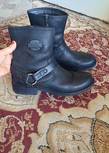 Siyah Deri Tokalı Biker erkek Bot - Görsel 3