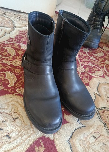 Siyah Deri Tokalı Biker erkek Bot - Görsel 13