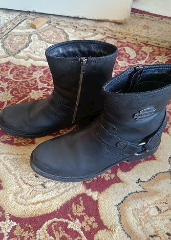 Siyah Deri Tokalı Biker erkek Bot - Görsel 6