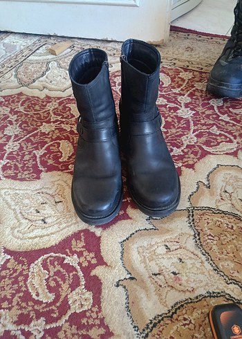 Siyah Deri Tokalı Biker erkek Bot - Görsel 14