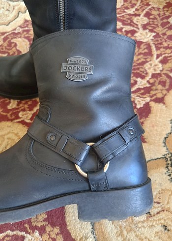 Siyah Deri Tokalı Biker erkek Bot - Görsel 5