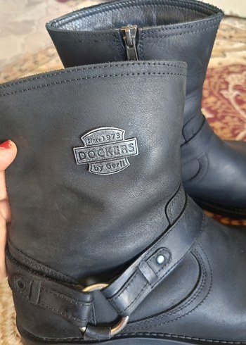 Siyah Deri Tokalı Biker erkek Bot - Görsel 8