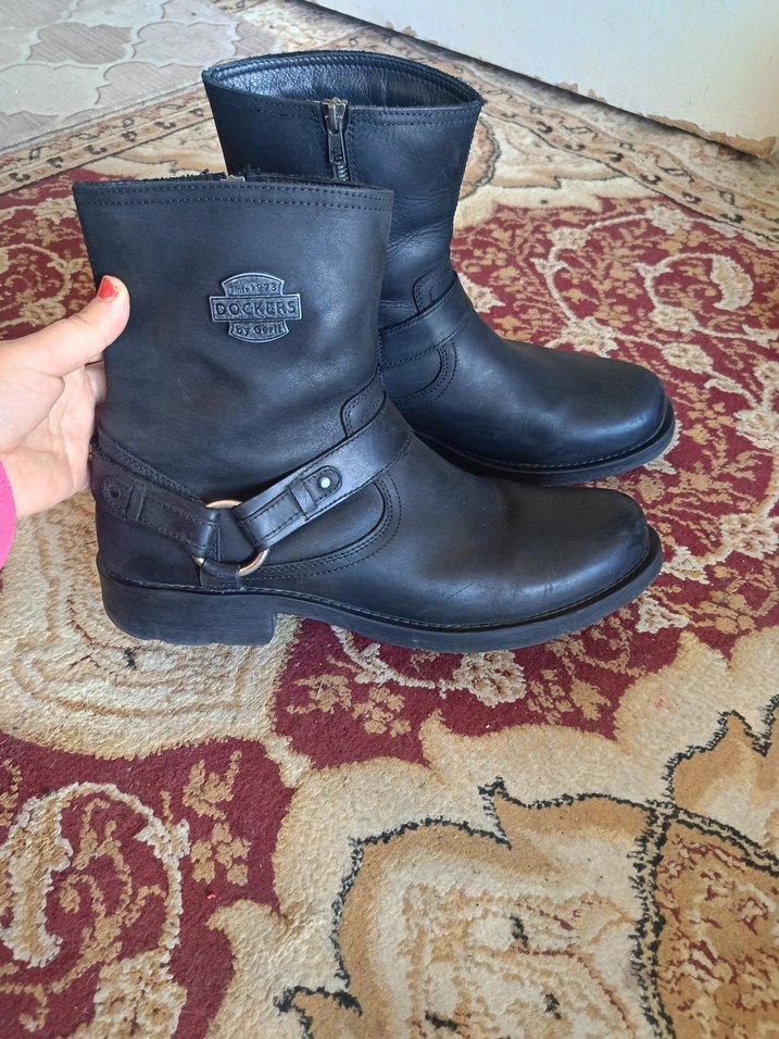 Siyah Deri Tokalı Biker erkek Bot - Görsel 3