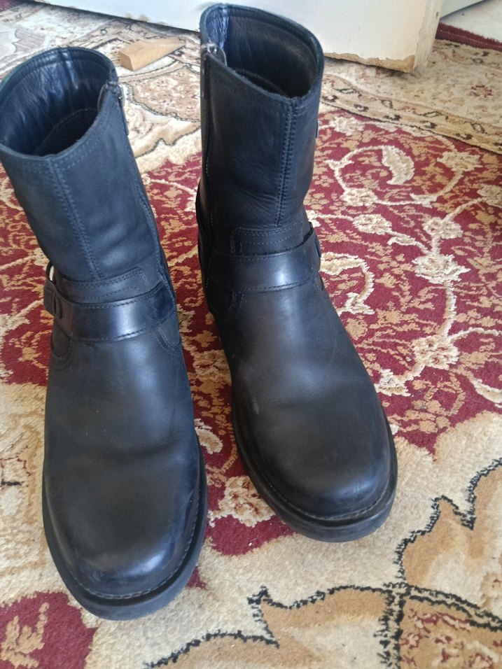 Siyah Deri Tokalı Biker erkek Bot - Görsel 2