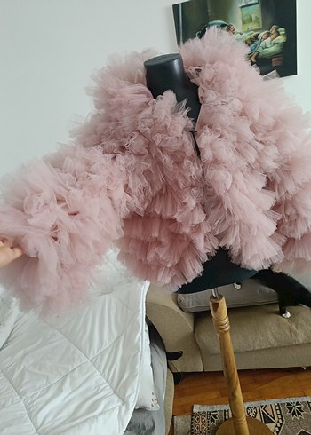 kadın için Pembe Fırfırlı Bolero - Görsel 12