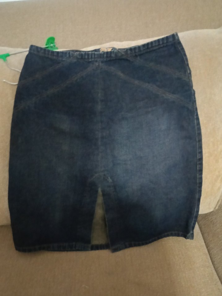 Koyu Mavi Bel Detaylı Kot Etek - Görsel 5