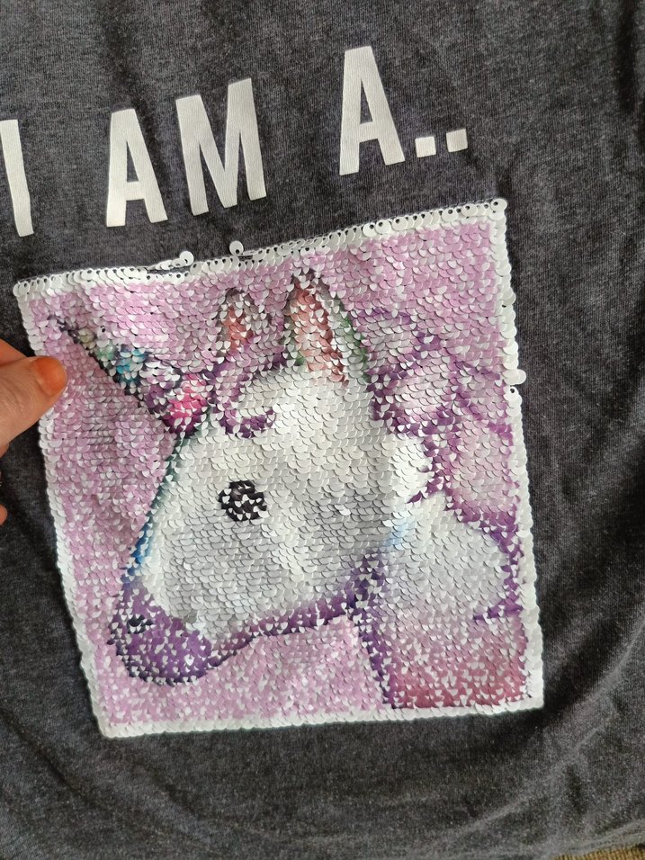 Kız Çocuk Gri Kısa Kollu Payetli Tişört - Görsel 3