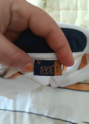 Beyaz Çizgili Erkek Polo Tişört - Görsel 3