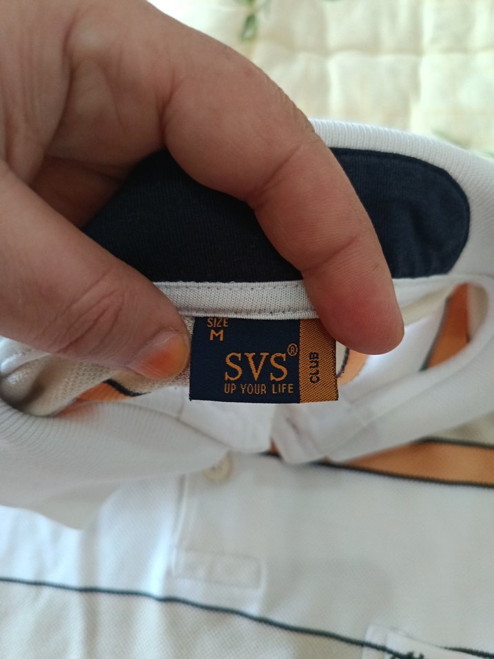 Beyaz Çizgili Erkek Polo Tişört - Görsel 3