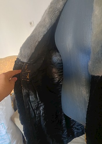 xl Beden gri Renk Kadın Gri Kürk Detaylı Uzun Triko Kaban