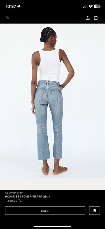 38 Beden Zara High-Rise Stove Pipe TRF Jean
