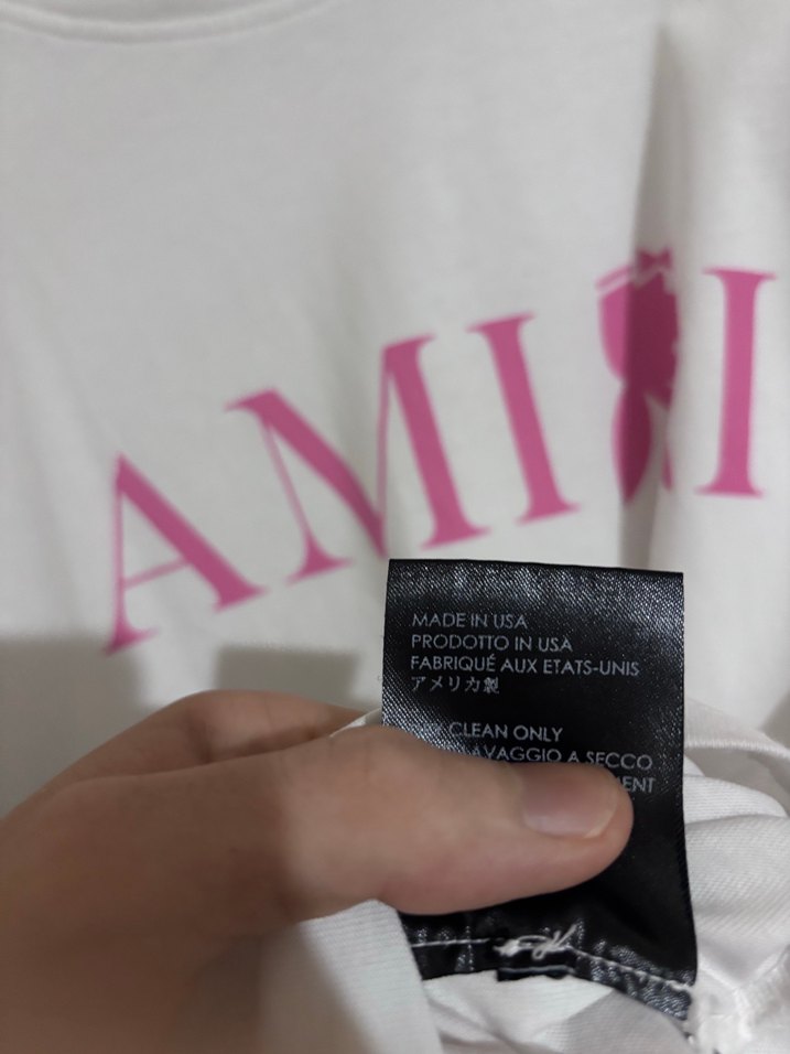 AMIRI Pembe Logo Beyaz Tişört — görsel 5/6