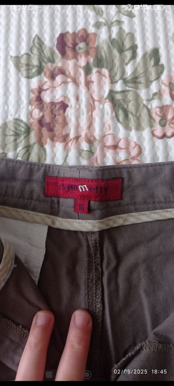 Düğmeli Haki yeşili Pamuklu kadın şort - Görsel 2