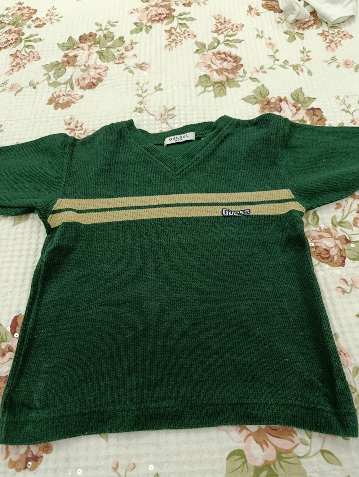 Erkek Çocuk Yeşil V Yaka Triko Kazak orjinal guess - Görsel 2