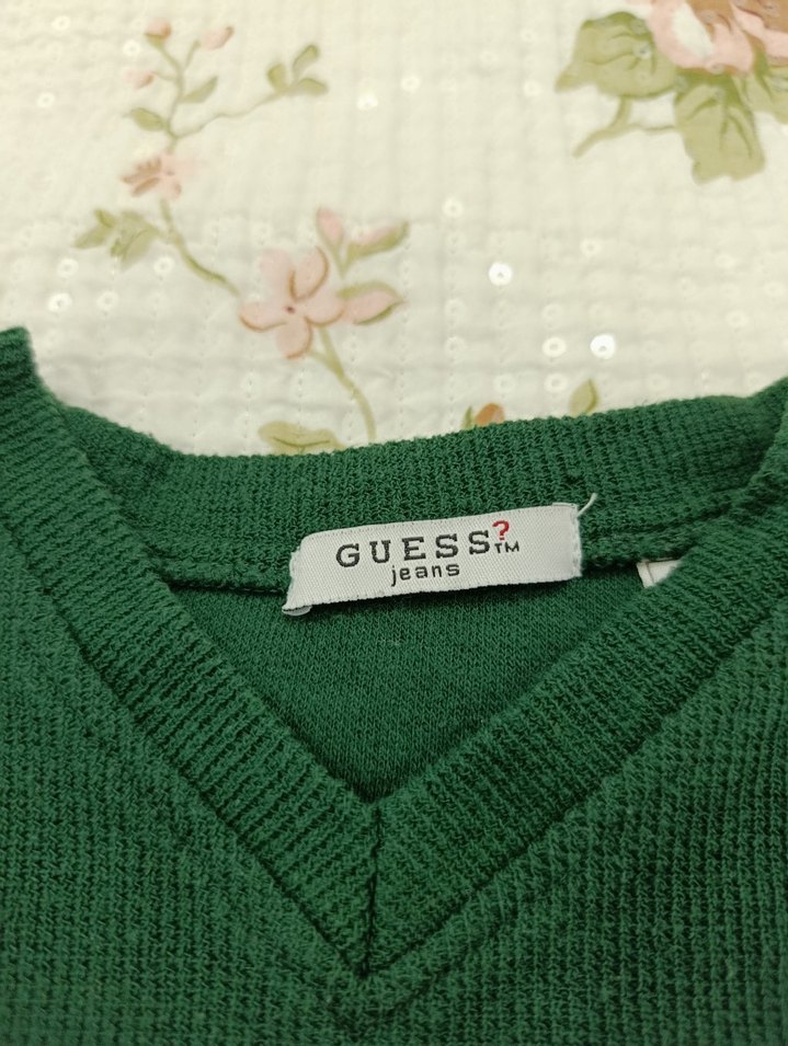 Erkek Çocuk Yeşil V Yaka Triko Kazak orjinal guess - Görsel 3