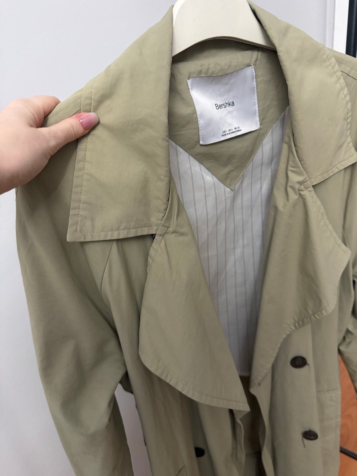 Bej Uzun Keten Trençkot - Görsel 2