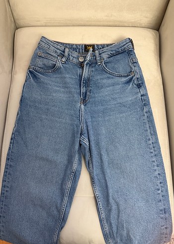 Gri Mavi Bol Kesim Midi Kot Pantolon - Görsel 2