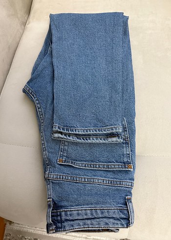 Gri Mavi Bol Kesim Midi Kot Pantolon - Görsel 3