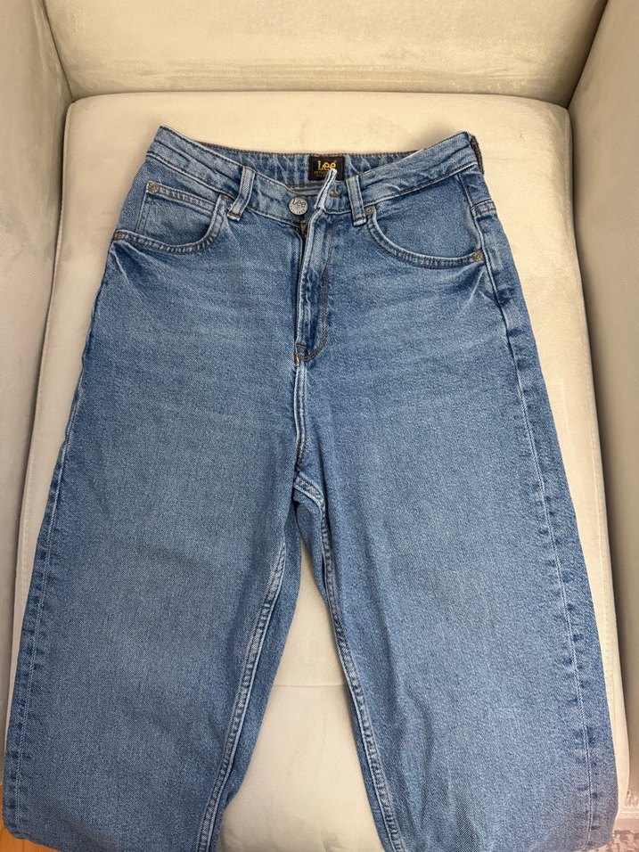 Gri Mavi Bol Kesim Midi Kot Pantolon - Görsel 2