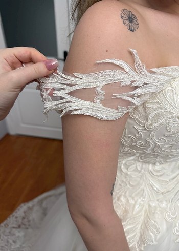 Beyaz Dantel A Kesim Straplez Gelinlik - Görsel 5