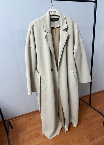 Bej uzun kadın trençkot - Görsel 3