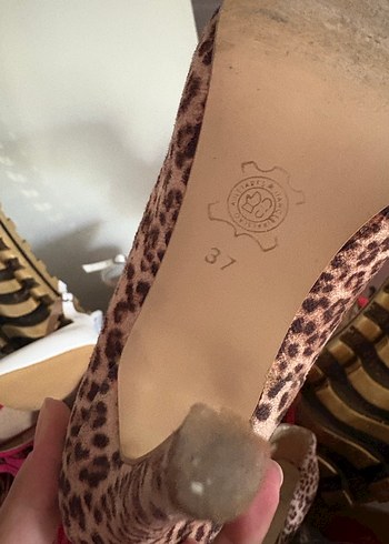 Leopar Desenli Süet Stiletto - Görsel 3