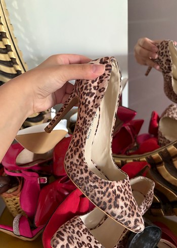 Leopar Desenli Süet Stiletto - Görsel 2