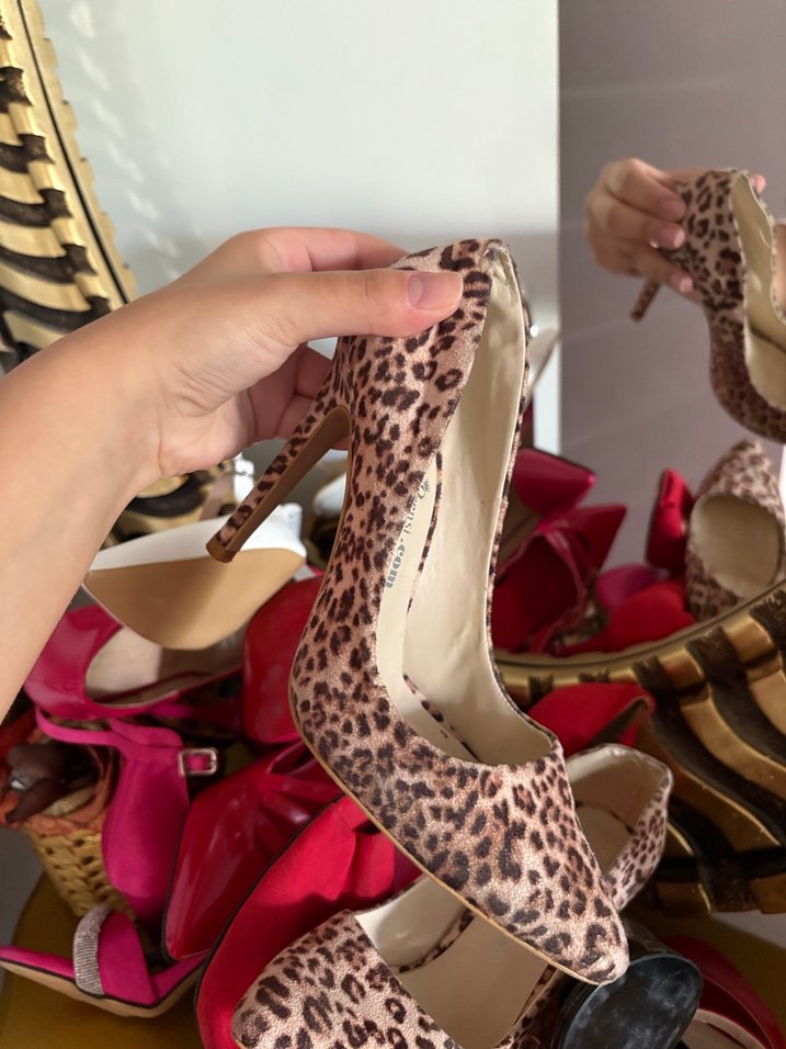 Leopar Desenli Süet Stiletto - Görsel 2