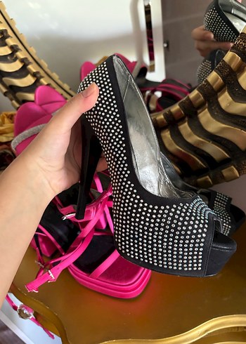 Taşlı Platform Topuklu Kadın Ayakkabı - Görsel 2