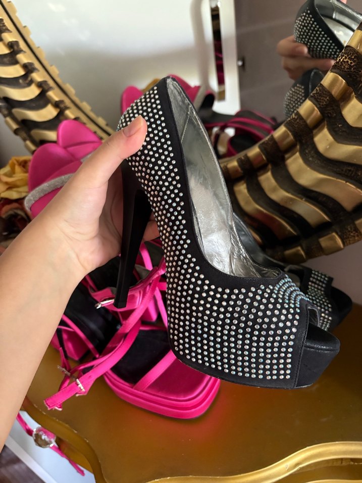 Taşlı Platform Topuklu Kadın Ayakkabı - Görsel 2