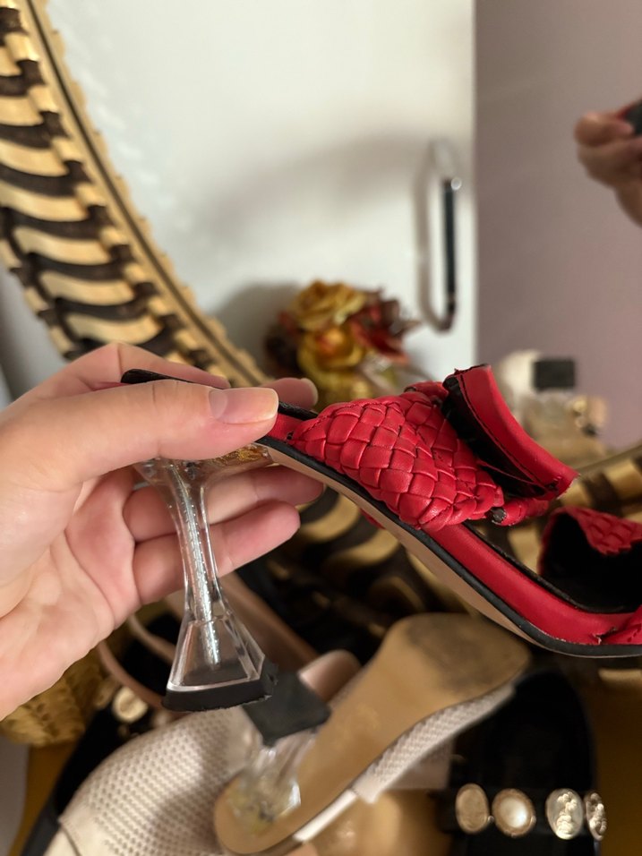 Kırmızı Deri Topuklu Terlik - Görsel 3