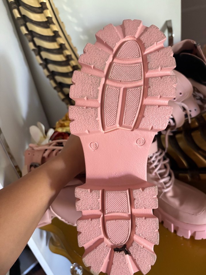 Pembe Deri Platform Topuklu Kadın Bot - Görsel 4