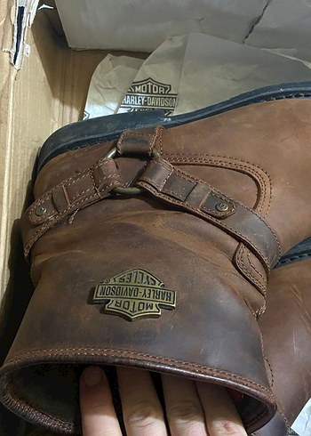Erkek Harley-Davidson Kahverengi Deri Biker Bot - Görsel 3