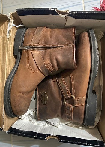 Erkek Harley-Davidson Kahverengi Deri Biker Bot - Görsel 2