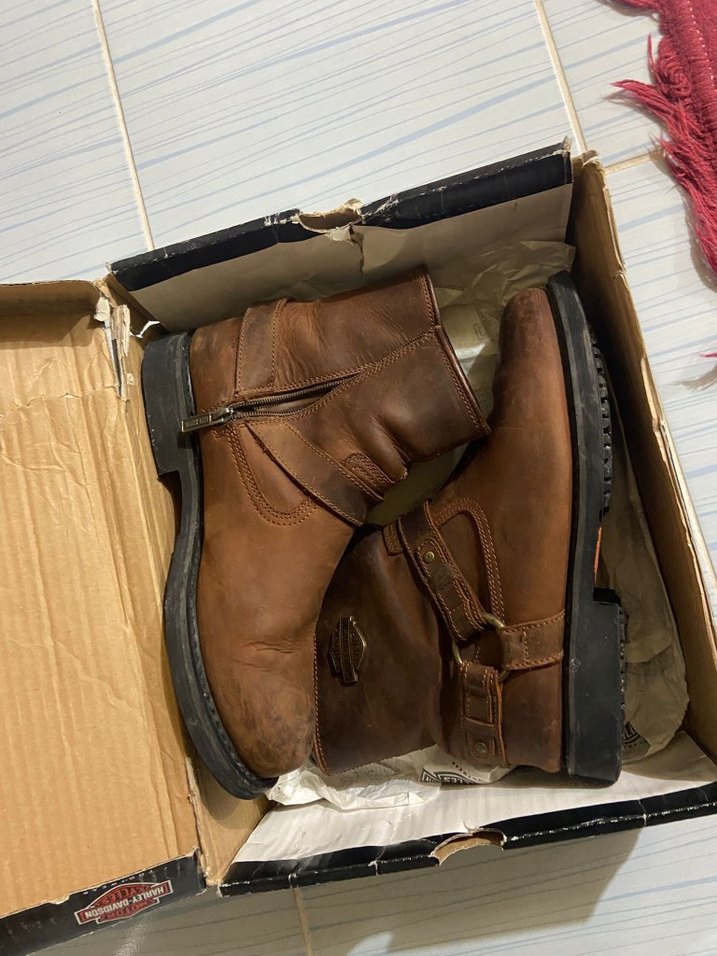 Erkek Harley-Davidson Kahverengi Deri Biker Bot - Görsel 4