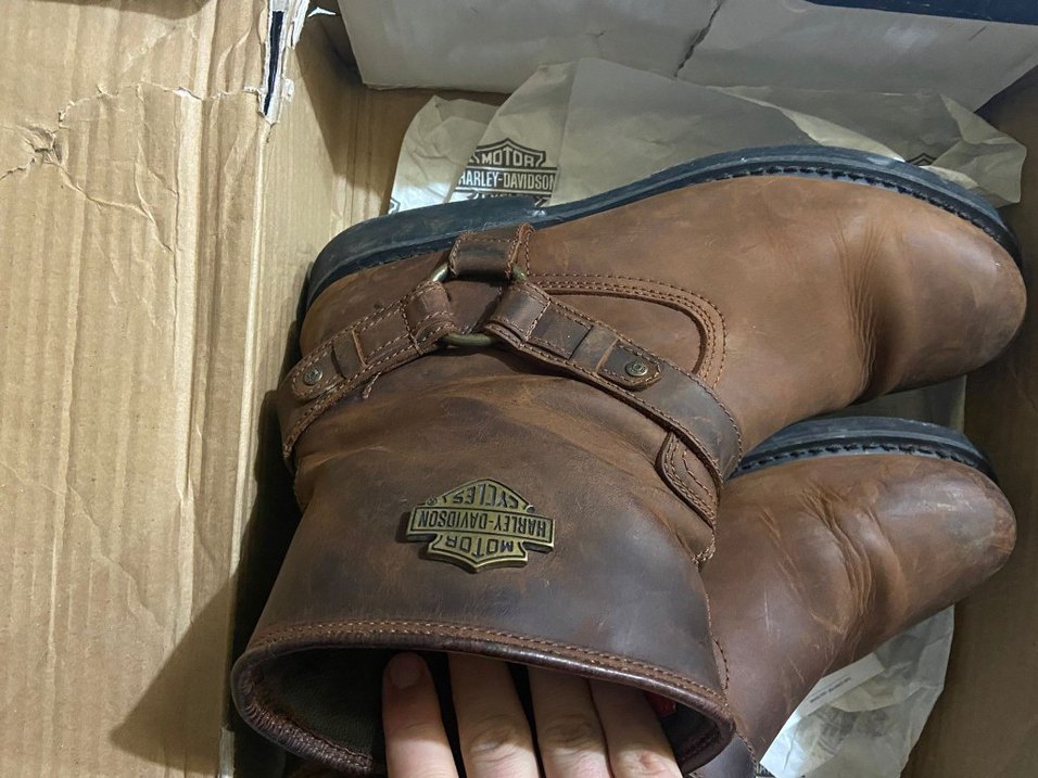Erkek Harley-Davidson Kahverengi Deri Biker Bot - Görsel 3